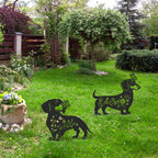 LIRAVENO Dachshund Garden Stakes Decorations - 2 Pcs Dog Statues Decor Set
