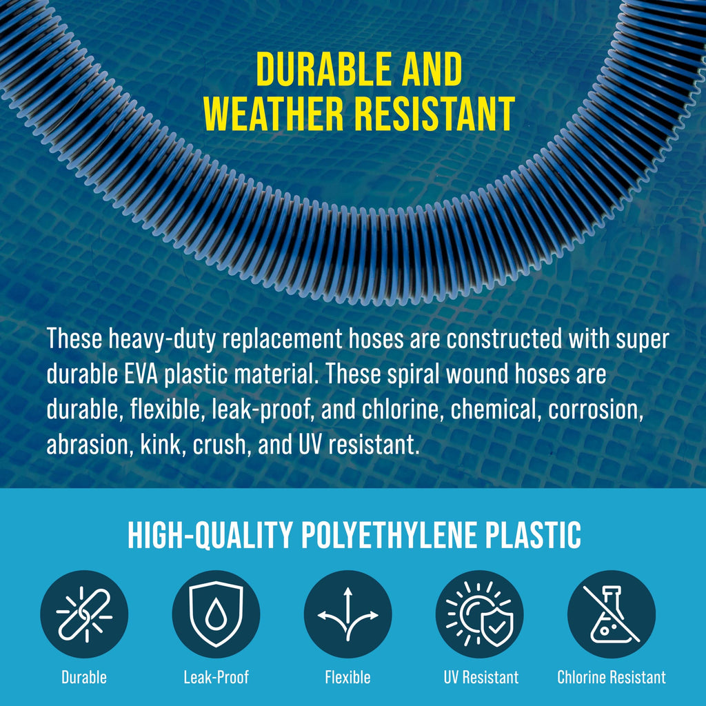 U.S. Pool Supply 1.5" Heavy-Duty Above Ground Pool Hose Replacement Kit - 2 Durable 3 Foot Hoses, 2 Connection Adapters, 4 Clamps - Compatible with Intex Pool Filter Pumps