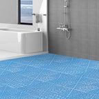 VEVOR Interlocking Tile 50PCS Blue, Drainage Tiles 12" x 12" Splicing, Soft PVC Interlocking Drainage Floor Tiles, Non-Slip Drainage Holes for Restroom, Bathroom, Kitchen, Pool, Wet Areas