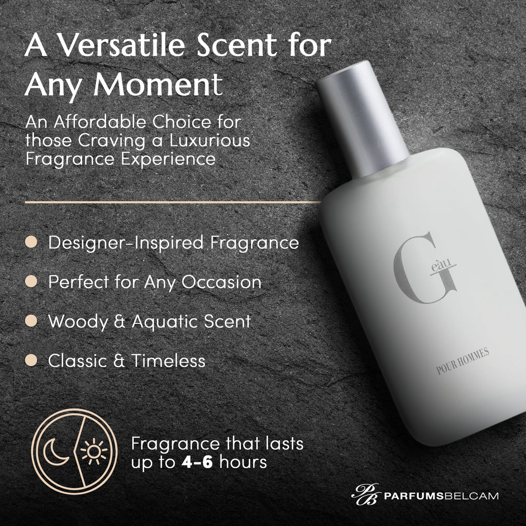 PB ParfumsBelcam G e��u Eau de Toilette Perfume Spray for Men - 3.4 Fl Oz Affordable Long Lasting Cologne, Modern Masculine Scent with Woody Citrus Fragrance Made with Premium Oils for All Day Use