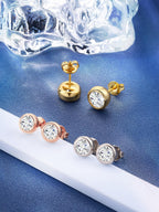 Augell Unisex Moissanite Stud Earrings, 1-2 Carat D Color VVS1 Clarity, Hypoallergenic Professional Lab Created, GRA Certified Earrings