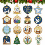 JOPHMO 16 Pcs Christmas Diamond Art Ornaments Kit - Nativity Scene
