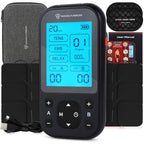 NEOCARBON TENS Unit Muscle Stimulator Pro for Back Pain Relief, Shoulder Recovery and Physical Therapy, Electronic EMS Massager Machine with PMS Pulse for Effective Shock Therapy, Black