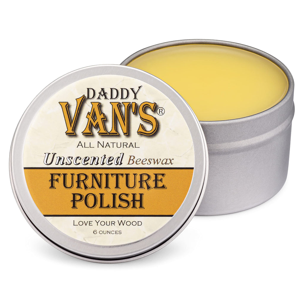 Daddy Van's All Natural Beeswax Furniture Polish – Unscented, Food-Safe Wood Wax for Furniture, Cabinets, Antiques & Butcher Blocks – Non-Toxic, Conditioning & Protective Finish for Wood Surfaces