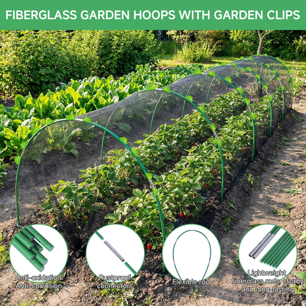 72 Pieces Garden Hoops for Raised Beds Fiberglass Support Greenhouse Hoops