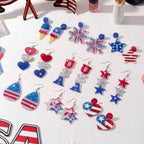 Y1tvei Independence Day Glitter Earrings for Women- 9 Pairs 4th of July American Flag Earrings Star Red Blue Dangle Drop Acrylic Accessories USA Flag Jewelry Gifts for Patriotic Memorial Veterans Day