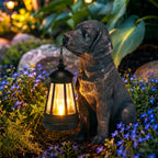 Lyeasw Outdoor Dog Statues Garden Decor with Solar Lantern