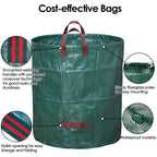 5-Pack 72 Gallon Yard Waste Bags,Reusable Collapsible Garden Leaf Bags with Plastic Ring,Standable,with Gardening Gloves,for Camping & Recycling Leaves,Lawn Debris & Grass Clippings