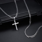Besteel 925 Sterling Silver Cross Necklace for Men Women Cross Chain 18 In