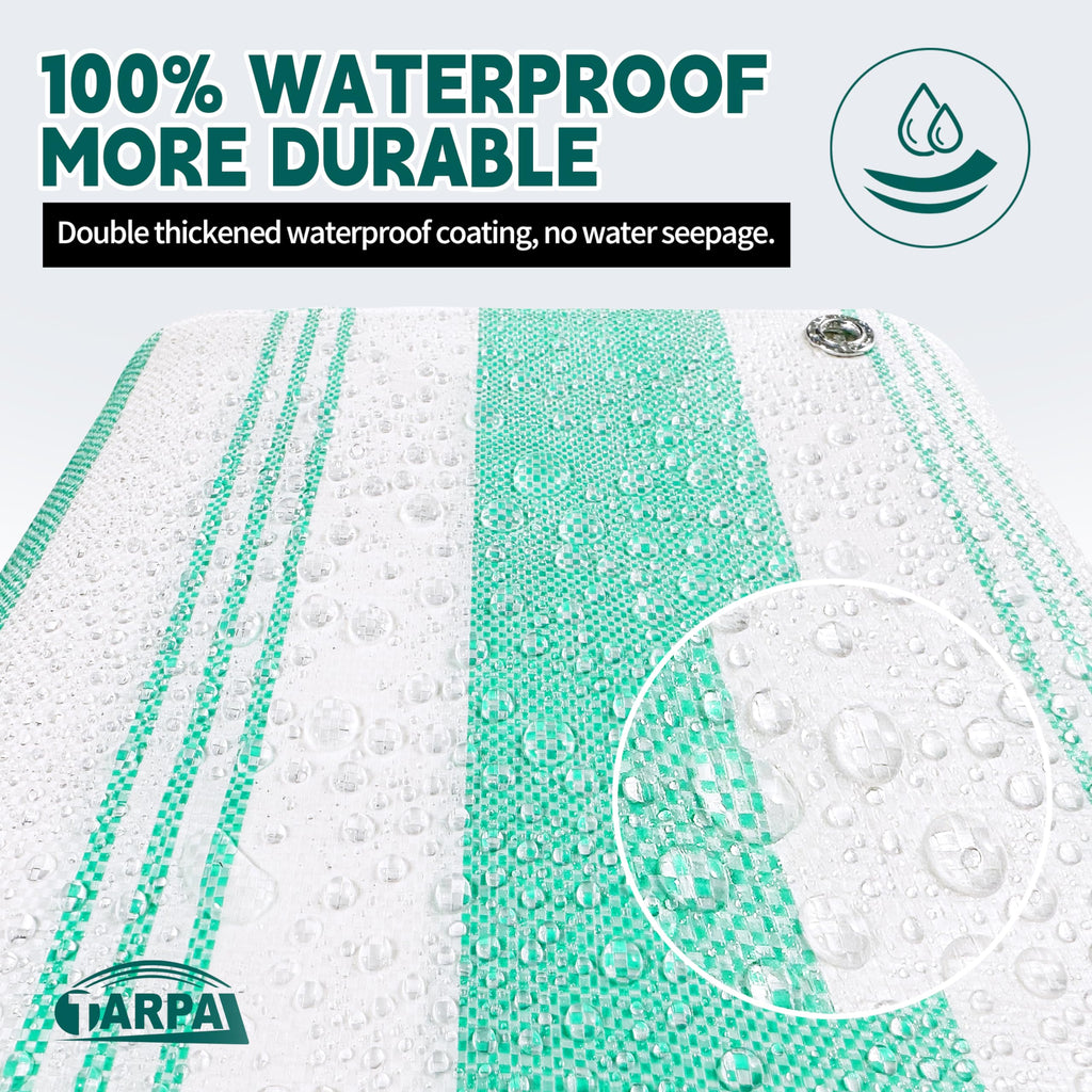 TARPAL Tarps 8x10 Feet Heavy Duty 12mil Tarp Waterproof Striped tarp Multipurpose Protective Cover Weather Proof,UV,Rip and Tear Proof（Green/White）