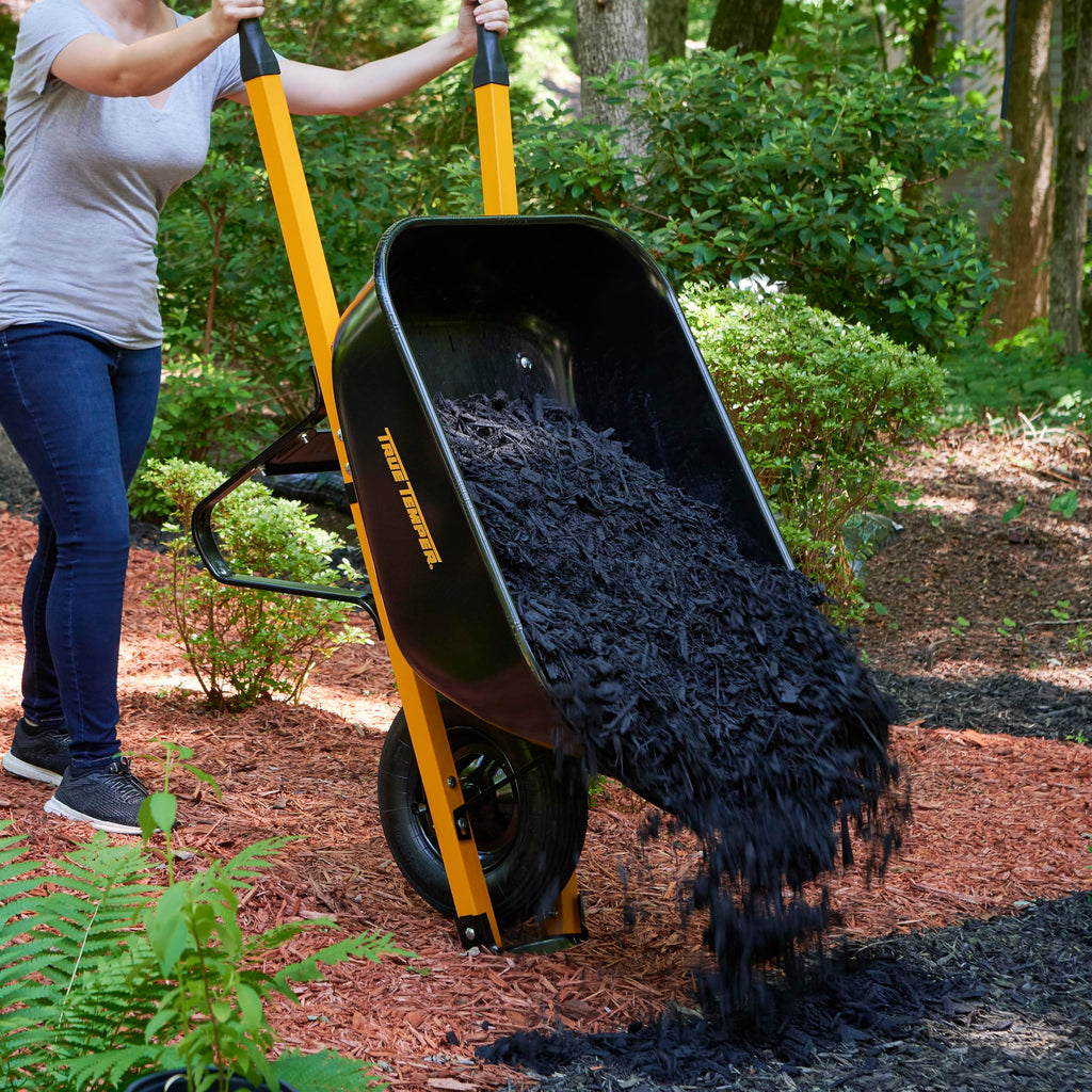 True Temper Wheelbarrow with Pneumatic Tire and Steel Handles, 6 Cu. Ft