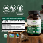 ORGANIC INDIA Tulsi Herbal Supplement - Holy Basil, Immune Support, Adaptogen, Supports Healthy Stress Response, Vegan, Gluten-Free, Kosher, USDA Certified Organic, Non-GMO - 180 Capsules
