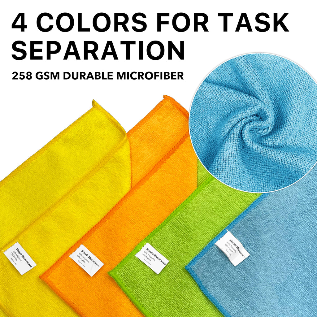 Simple Houseware Microfiber Cleaning Cloth 150 Pack, 12" x 16", 4 Colors