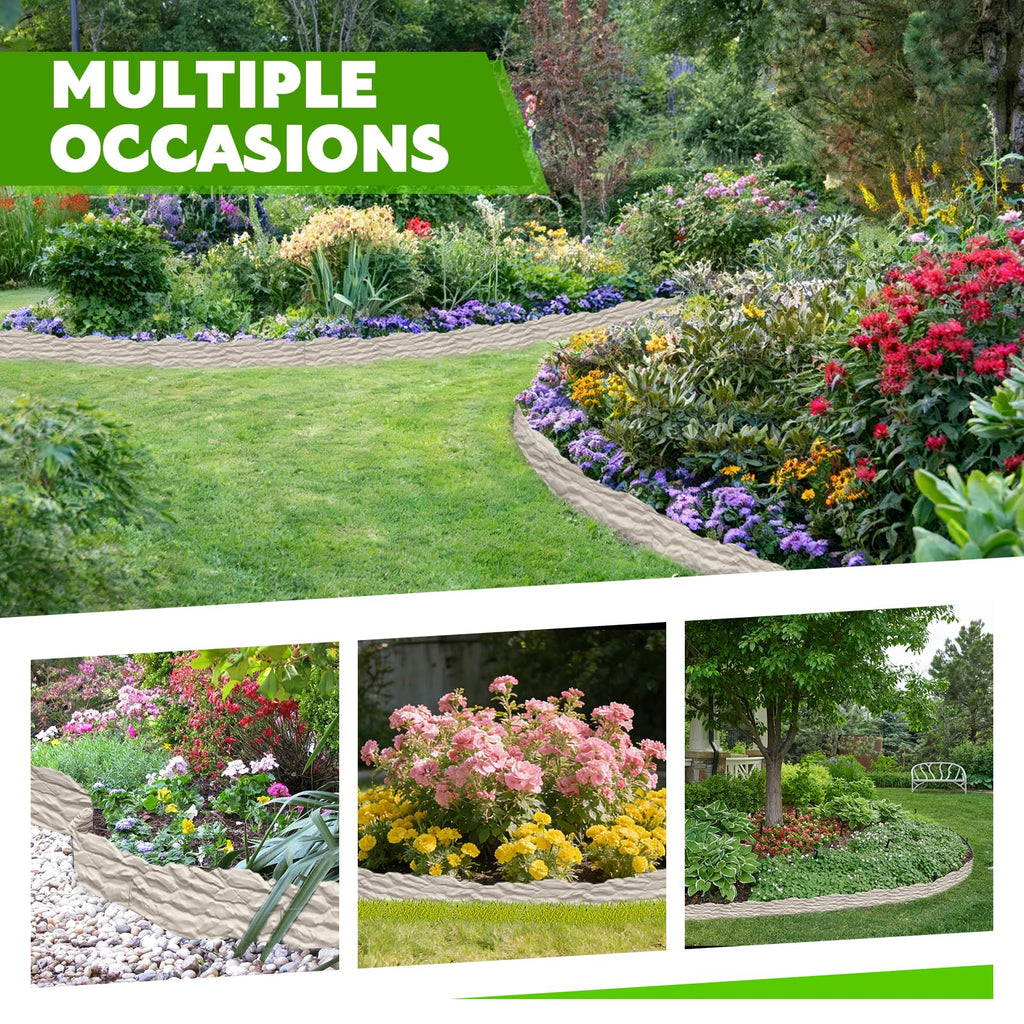 Garden Edging Borders with 20-Pack Stakes, 20FT Flower Bed No Dig Edgings