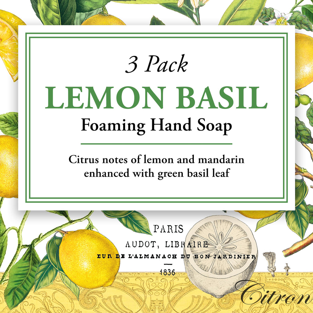 Michel Design Works Foaming Hand Soap, Lemon Basil, 3-Pack, (17.8 fl. oz. each) Foaming Hand Soap