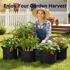 iPower 5-Pack 10 Gallon Plant Grow Bags Thickened Nonwoven Aeration Fabric Pots Heavy Duty Durable Container, Strap Handles for Garden, Black New