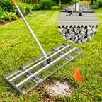 2-in-1 Lawn Leveling Rake, 20 Marking Flags for Low Spot,30"×10" Heavy Duty