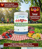PURE® Cardio+ Nitric Oxide Heart & Circulation Support - 5000mg L-Arginine & 1000mg L-Citrulline - Mixed Berry, 30 Servings Powder, 363 Grams - CoQ10 Beet Root - High Potency Cardiovascular Formula