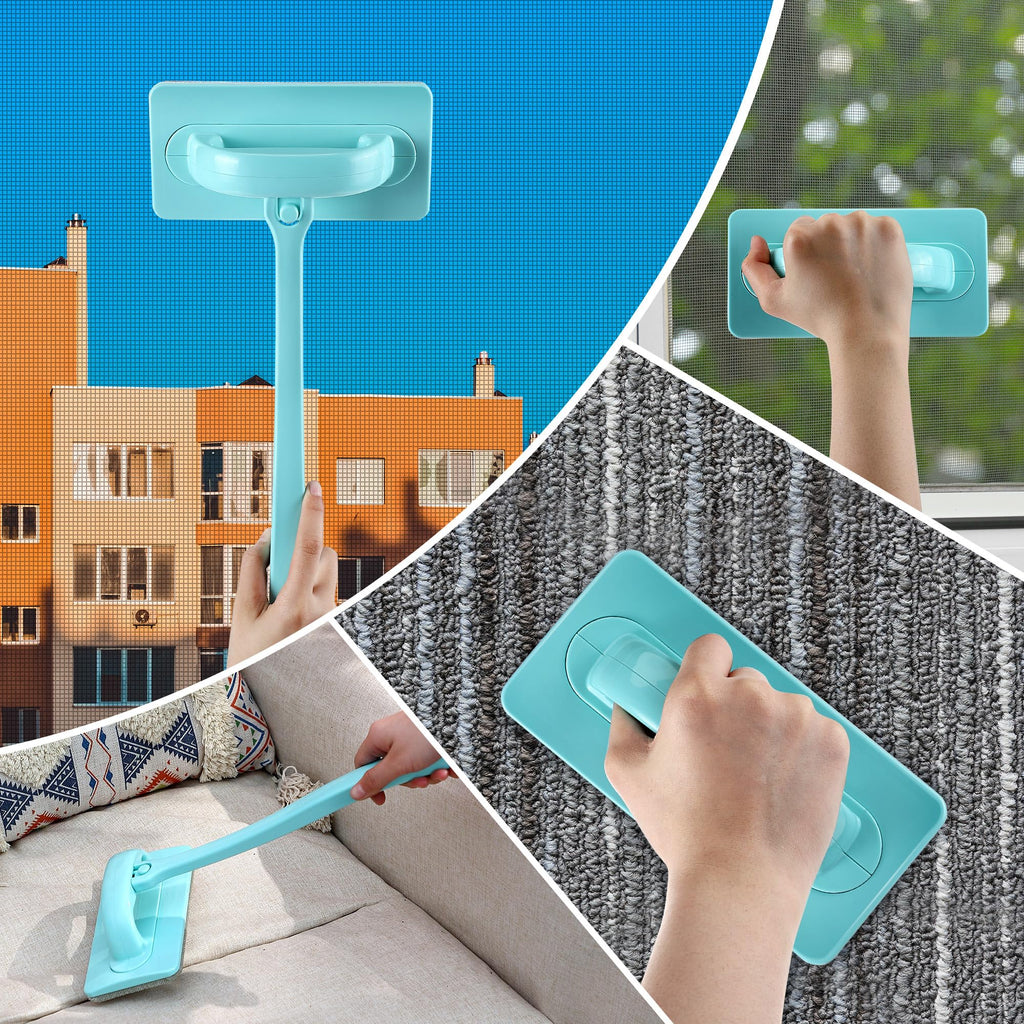 Enhon 2 Pack Mesh Screen Cleaner, Window Screen Cleaning Brush Washing Equipment, Detachable Window Cleaner Tool with Wet and Dry Dual Use