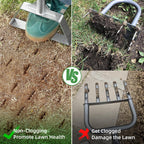 Leweio Manual Lawn Aerator Spike Tool, Semi-Assembled, Non-Clogging Spike Aerator with 4 Steel Spikes, Ergonomic Handle & Reinforced Welding for Yard Grass Aeration - Green