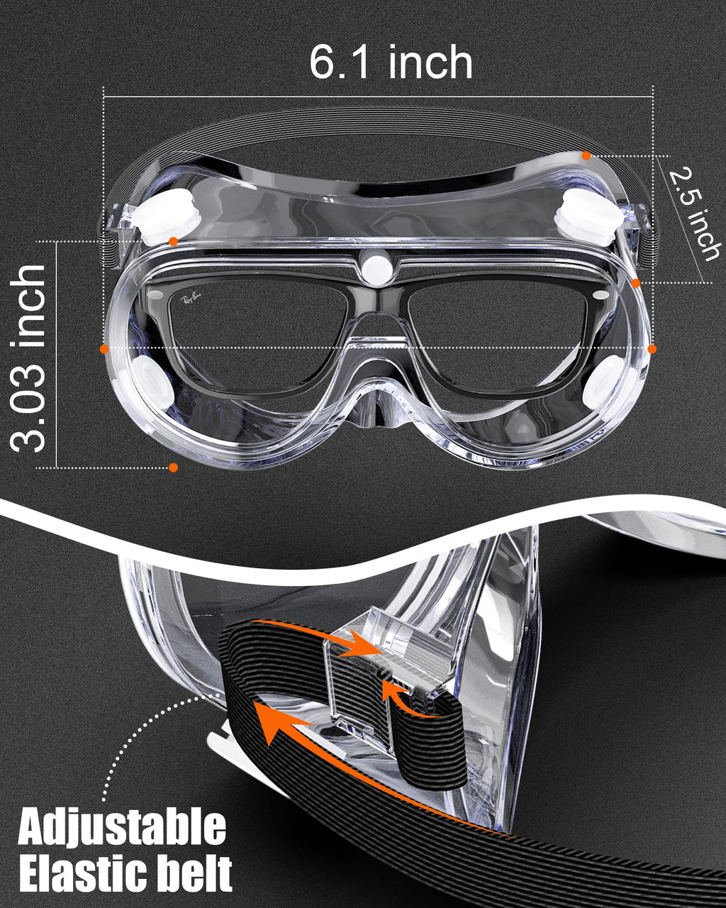 EinKau 10 Pcs Anti-Fog Indirectly Vented Lab Safety Goggles Over Glasses,Clear Chemistry Splash Proof Science Goggles Wide-Vision Adjustable Protective Chemical Soft Lightweight