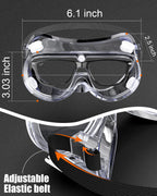 EinKau 10 Pcs Anti-Fog Indirectly Vented Lab Safety Goggles Over Glasses,Clear Chemistry Splash Proof Science Goggles Wide-Vision Adjustable Protective Chemical Soft Lightweight