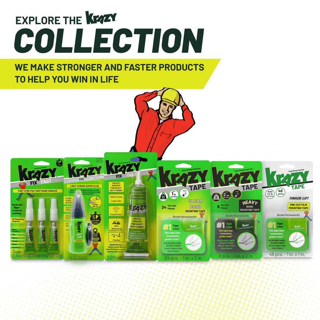 Krazy Fix Fast Waterproof Glue, Fast Curing Polyurethane Singles (3 x 4g)