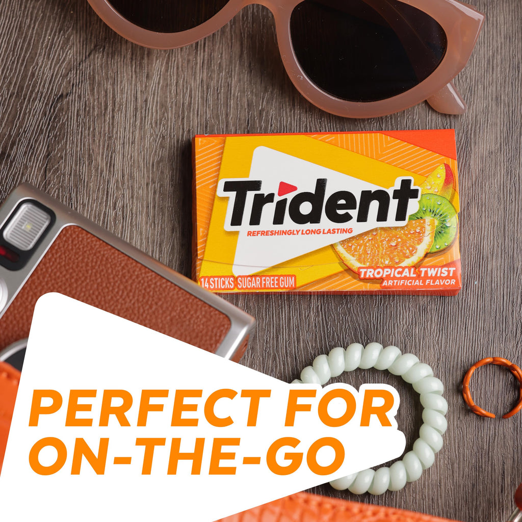 Trident Tropical Sugar-Free Gum, 12 Packs of 14 Pieces (168 Total Pieces)