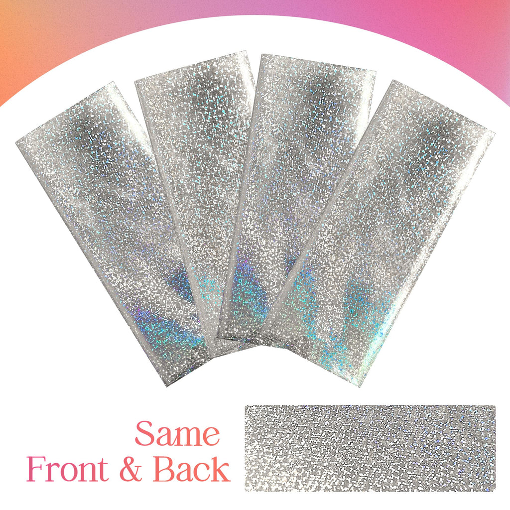 8 pcs Silver Holographic Tablecloths Shiny Disco Laser Table Cloths 40" x 108" Iridescence Plastic White Table Cover for Birthday Party Decoration Wedding Christmas Winter Grad Party Supplies