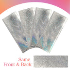 8 pcs Silver Holographic Tablecloths Shiny Disco Laser Table Cloths 40" x 108" Iridescence Plastic White Table Cover for Birthday Party Decoration Wedding Christmas Winter Grad Party Supplies