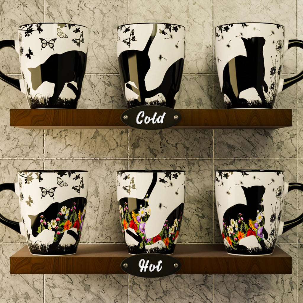 Color Changing Cat Coffee Mug 12oz – Unique Gift for Cat Lovers