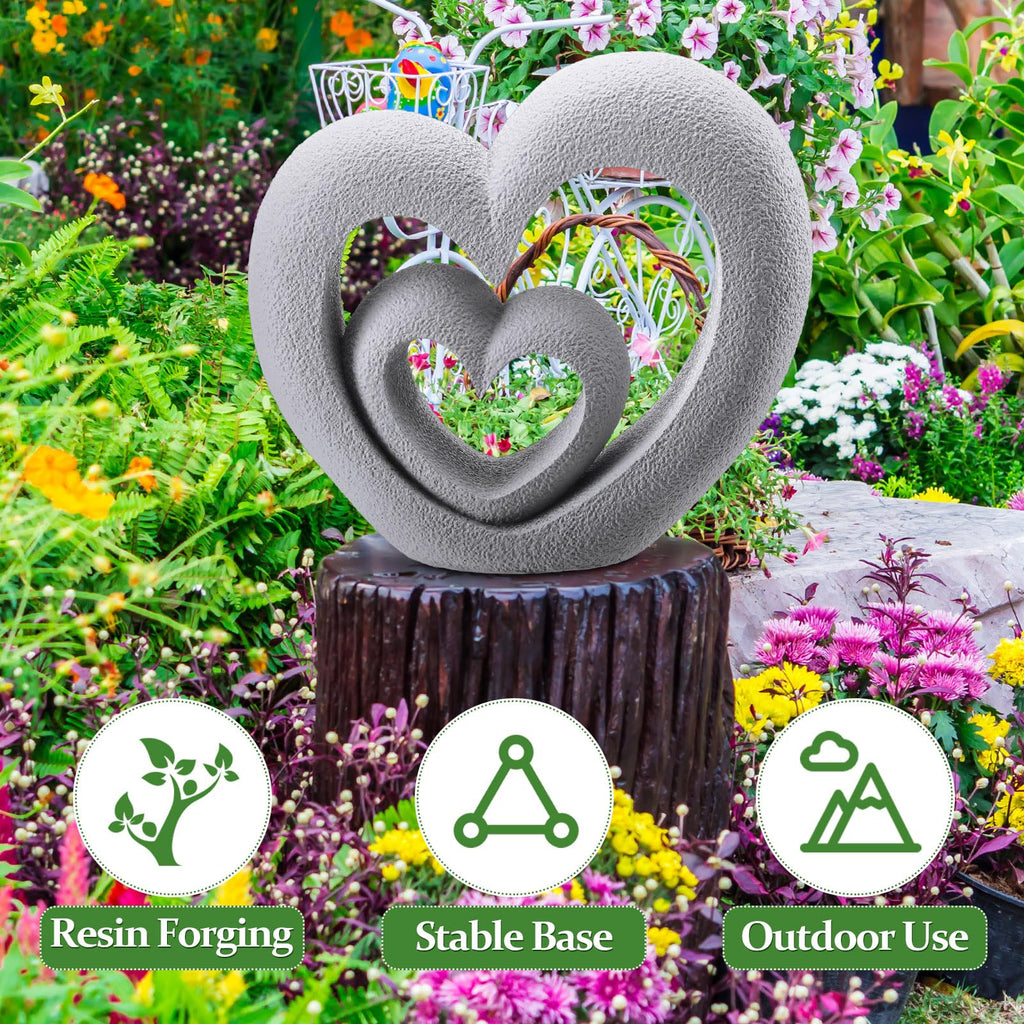 Suzile Nesting Heart Garden Sculpture Resin Outdoor Garden Statues 13.39 x 12.2 x 3.15 Inches Memorial Statues for Grave Cemetery Tombstone Patio Lawn Backyard Yard 4th of July Gift Decoration