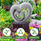 Suzile Nesting Heart Garden Sculpture Resin Outdoor Garden Statues 13.39 x 12.2 x 3.15 Inches Memorial Statues for Grave Cemetery Tombstone Patio Lawn Backyard Yard 4th of July Gift Decoration
