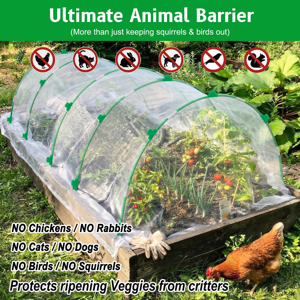 Garden Hoops for Raised Beds, Splinter-Free Fiberglass Greenhouse Hoops Grow Tunnel, 36 Pcs Adjustable Frame for Row Cover & Bird Netting, Rust-Proof DIY Outdoor Plant Stakes