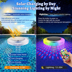 Solar Pool Ionizer Floating Lights: Copper Ionizer with LED Solar Powered Outdoor Waterproof Lighting RGB Color Changing Light with Remote Control for Above Ground Inground Swimming Pool Party Spa