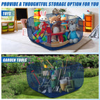 Hahood Pop-up Pool Toy Storage Bin 47 x 47 x 31 Inch Mesh Pool Organizer Bag with 2 Side Pockets for Inflatable Toys, Floats, Beach Balls,Towels and Other Swimming Accessories