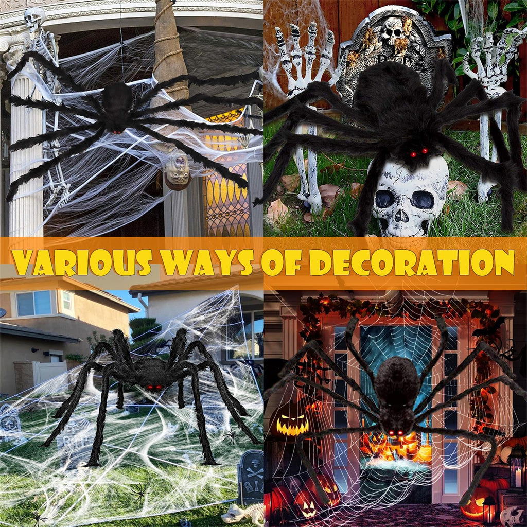 Halloween Giant Spider Web Lights Decorations Outdoor, 16.4Ft 200 LED Lighted Spider Web Light up with 8 Modes for Yard House Decor