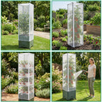 4 Pcs Garden Bird Netting Plant Cover for Square Tomato Cage, 59" x 17.7" Insect Bird Barrier Tomato Cage Net with Zipper & Drawstring, Tomato Trellis Netting Protection Cover for Protecting Plants