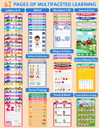 Preschool Learning Activities Educational Workbook, 62 Reusable Pages Pre Kindergarten Workbooks, Number Letter Tracing Books for Kids, Autism Learning Materials, ABC Busy Book for Kids Ages 3-7
