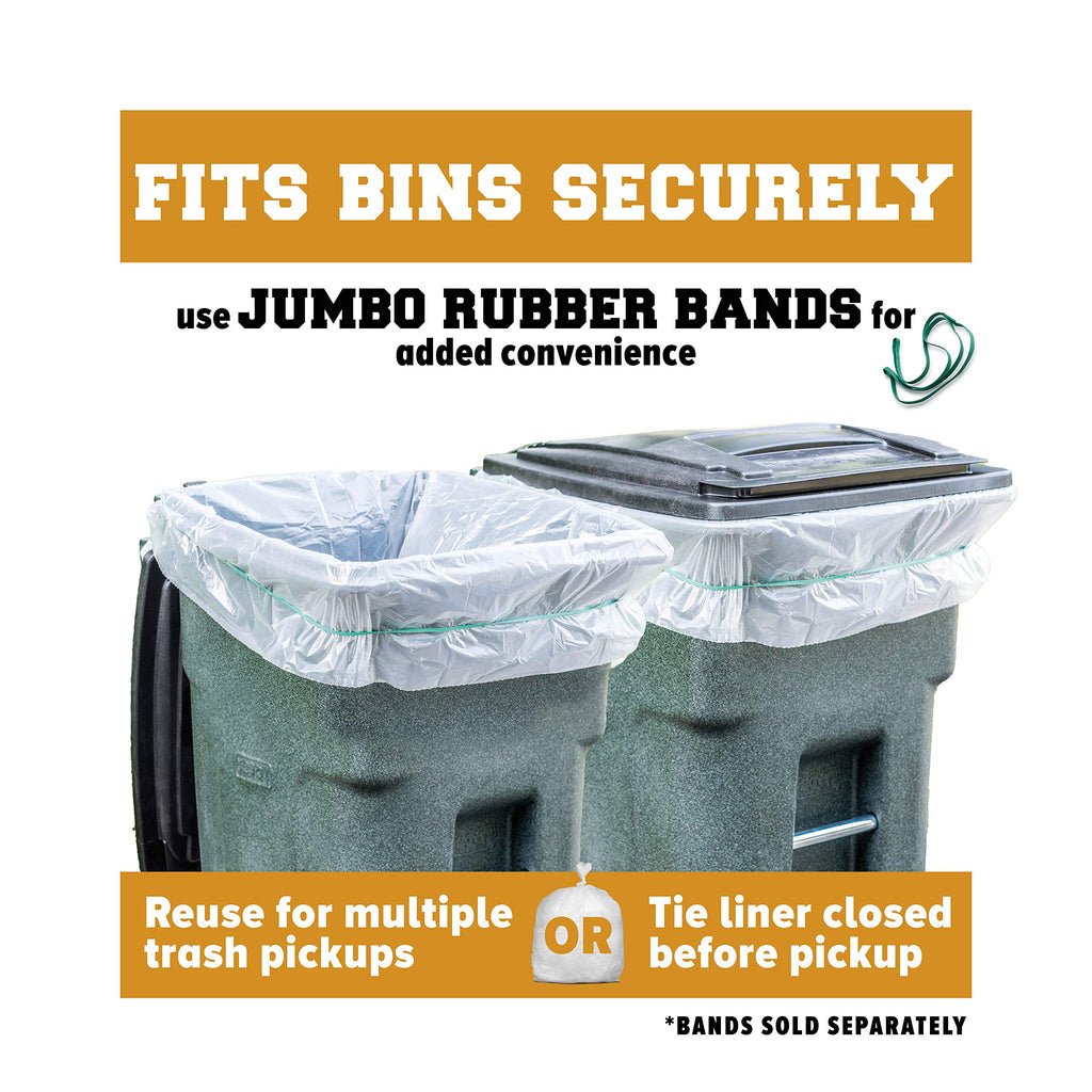 Plasticplace 64-65 Gallon Trash Can Liners for Toter │ 1.5 Mil │ Clear Heavy Duty Garbage Bags │ 50” X 60” (50Count) (W65LDCTL)
