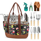 Floraxa 10Pcs Garden Tool Set, Rust-Proof Stainless Steel, Ash Wood Handles