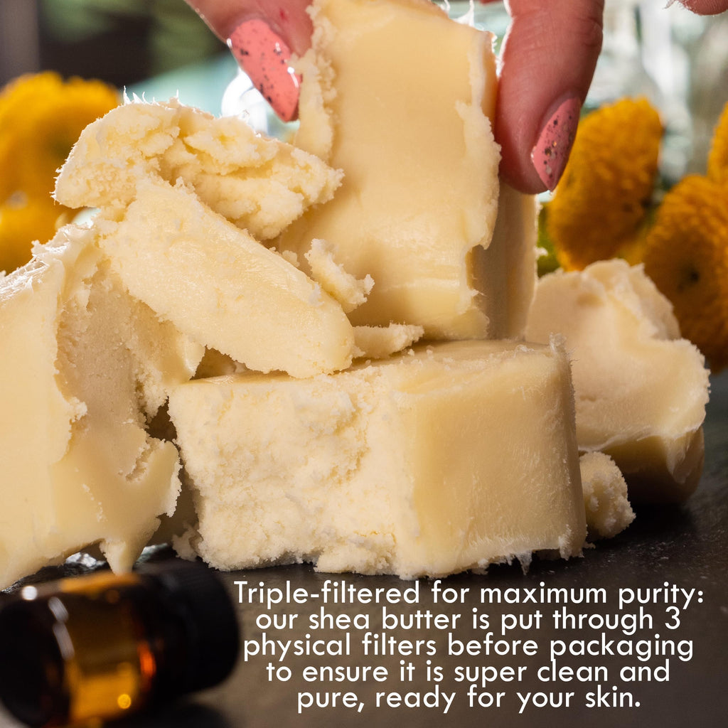Raw Shea Butter - 100% Pure African Unrefined Shea Butter for Hair | Skin Moisturizer for Face and Body | with Natural Smoky Scent | Use for Soap Base, DIY Whipped Lotion, Lip Balm - 8 oz Block