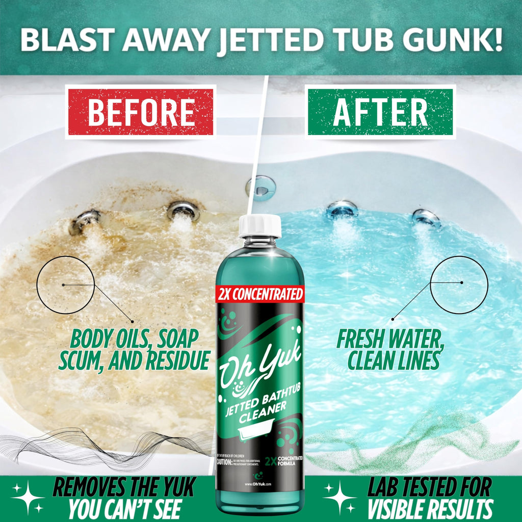 Oh Yuk Jetted Tub Cleaner 2X Concentrated – Deep Cleaning Jetted Bathtub & Jacuzzi Cleaner for Tub Systems with Jets – Removes Buildup – 16 fl oz