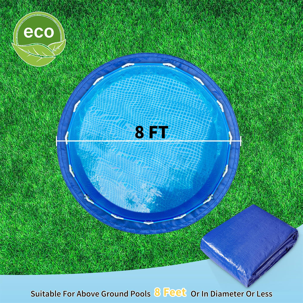 RAINDEWAY 8FT Pool Liners,Swimming Pool Ground Cloth,Multipurpose Round Tarp for Under Pool,Easy to Fold Pool Liner Pad for Above Ground Pool Mat Protector Pad Prevents Punctures Pool,Durable,Blue