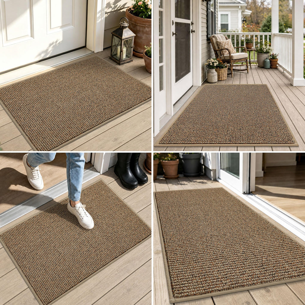 BEQHAUSE Dirt Trapper Door Mat 20" x 32", Non-Slip Washable Doormats, Beige