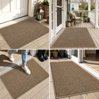 BEQHAUSE Dirt Trapper Door Mat 20" x 32", Non-Slip Washable Doormats, Beige