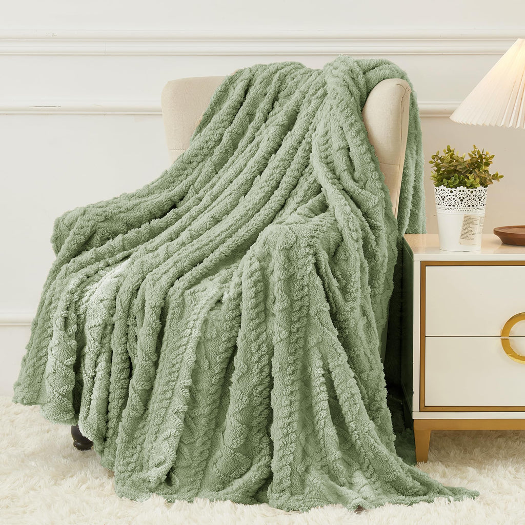 Aganear Fleece Throw Blanket for Couch Sofa 50"x60" Sage Green