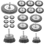 VIDICA Wire Brush Set 20 Pcs, 1/4 Inch Hex Shank Wheel for Drill, Carbon Steel Brush Set for Cleaning Rust