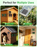 Solar Powered Fan for Chicken Coop, 25W Solar Panel, 2 * 4.7" Fans, 3 Smart Mode, Solar Exhaust Fan for Chicken Coop, Shed, Pet House