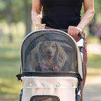 Carlson Pet Products Stroller, Includes 360 Degree Front Wheel Swivel, Rear Wheel Breaks, Reflective Trim, Mesh Panels, Umbrella and Mesh Canopy, Khaki